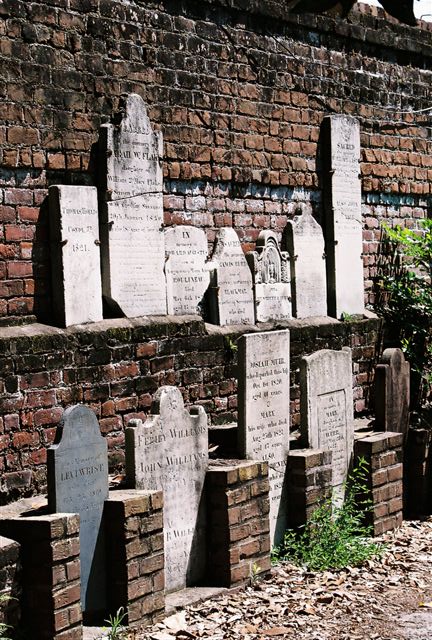 Savannah, GA cemetery headstones.